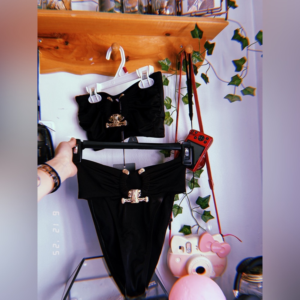 PrettyLittleThing Black Bikini with Gold Details